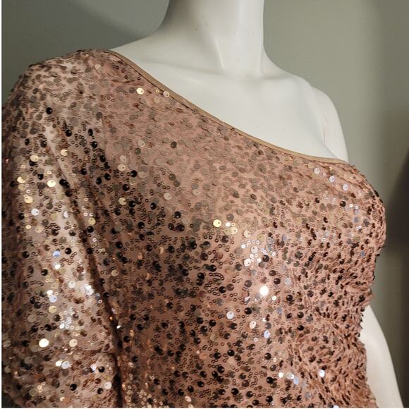 Deb Shops Sequin Mini Dress Juniors 13 Mallcore Y2K Party Clubwear One Shoulder - Picture 3 of 12